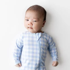 Zippered Footie in Gingham Breeze