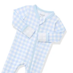 Zippered Footie in Gingham Breeze