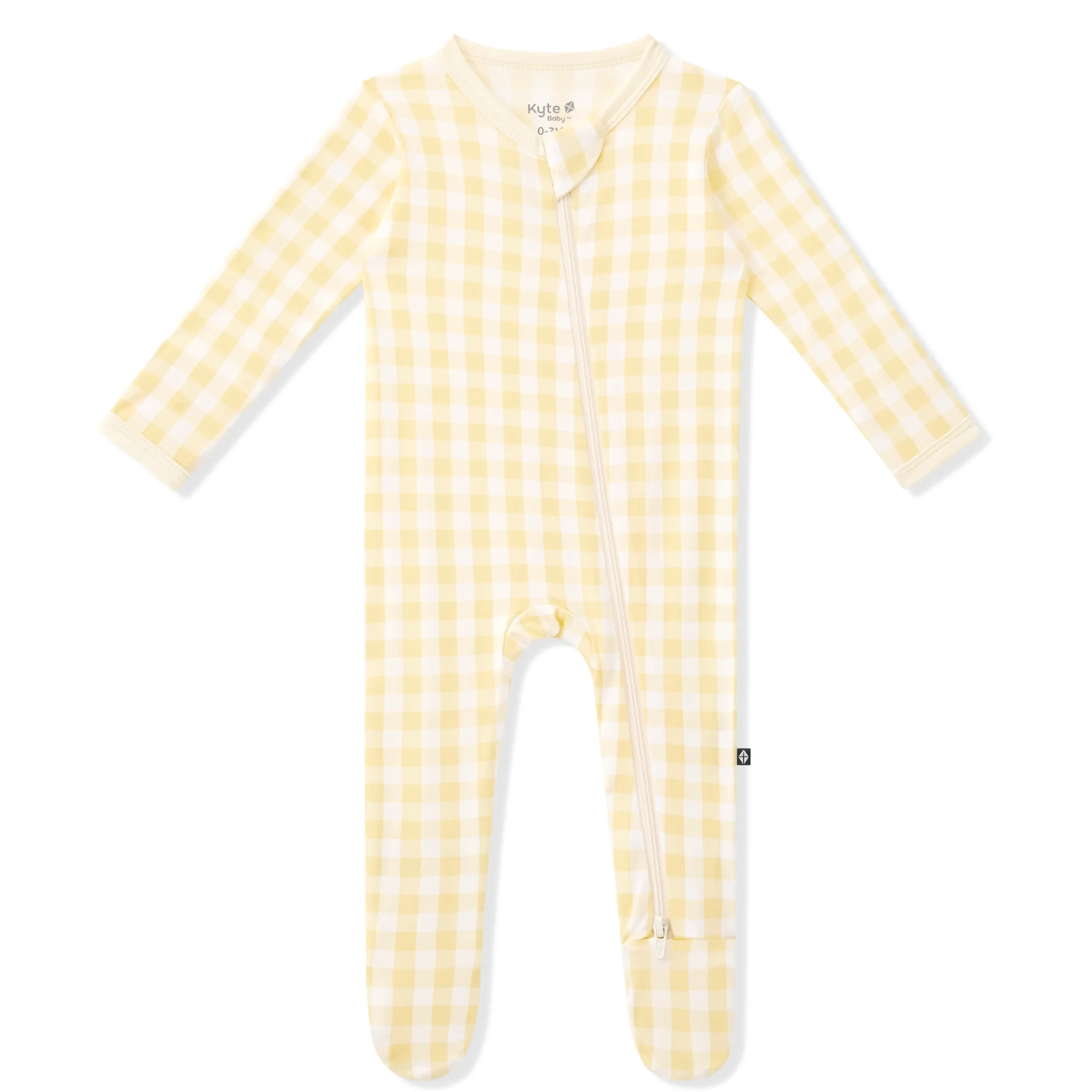 Zippered Footie in Gingham Chamomile