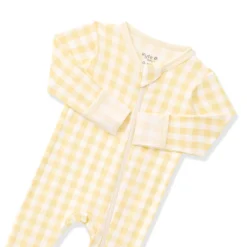 Zippered Footie in Gingham Chamomile