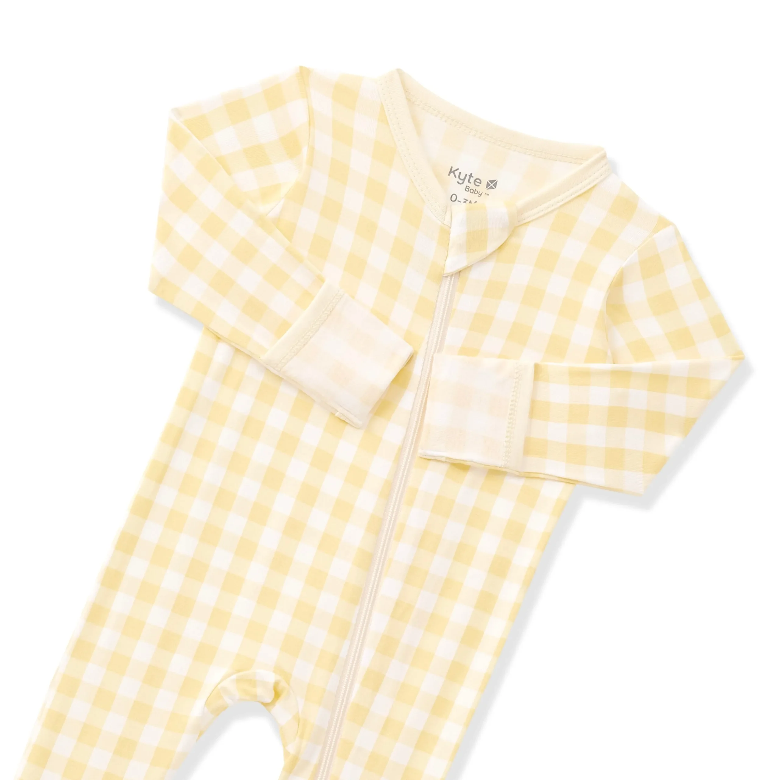 Zippered Footie in Gingham Chamomile