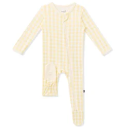 Zippered Footie in Gingham Chamomile