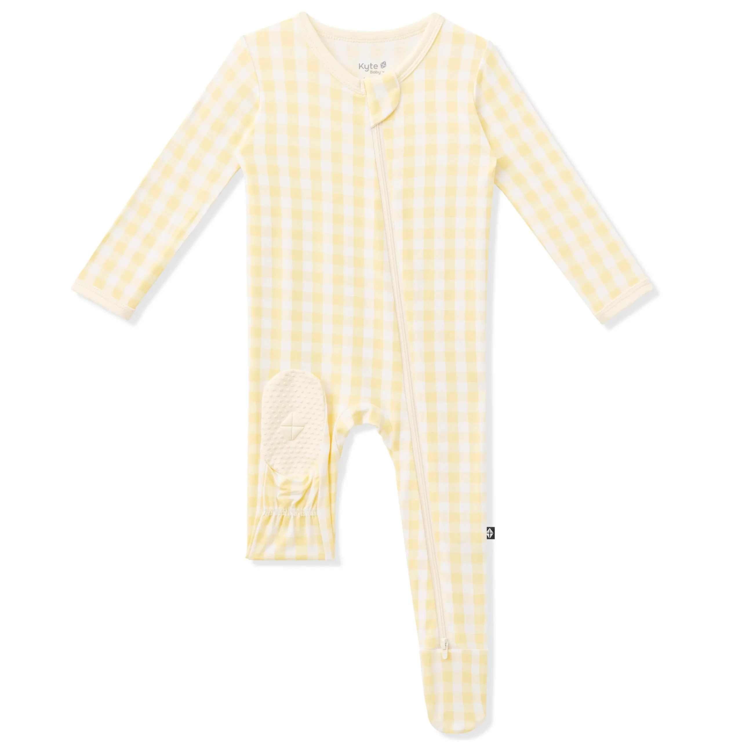 Zippered Footie in Gingham Chamomile