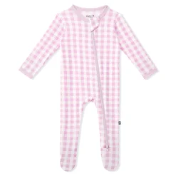 Zippered Footie in Gingham Thistle