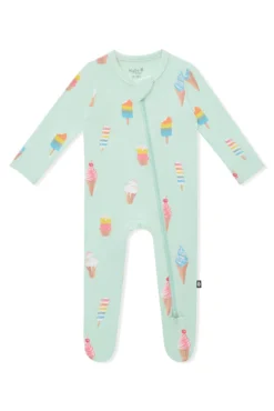 Zippered Footie in Mint Ice Cream