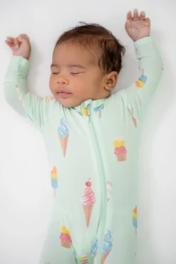 Zippered Footie in Mint Ice Cream