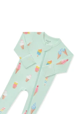 Zippered Footie in Mint Ice Cream