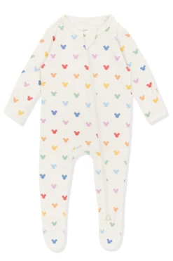 Zippered Footie in Pastel Mickey Mouse