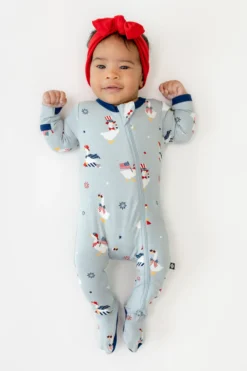 Zippered Footie in Patriotic Goose