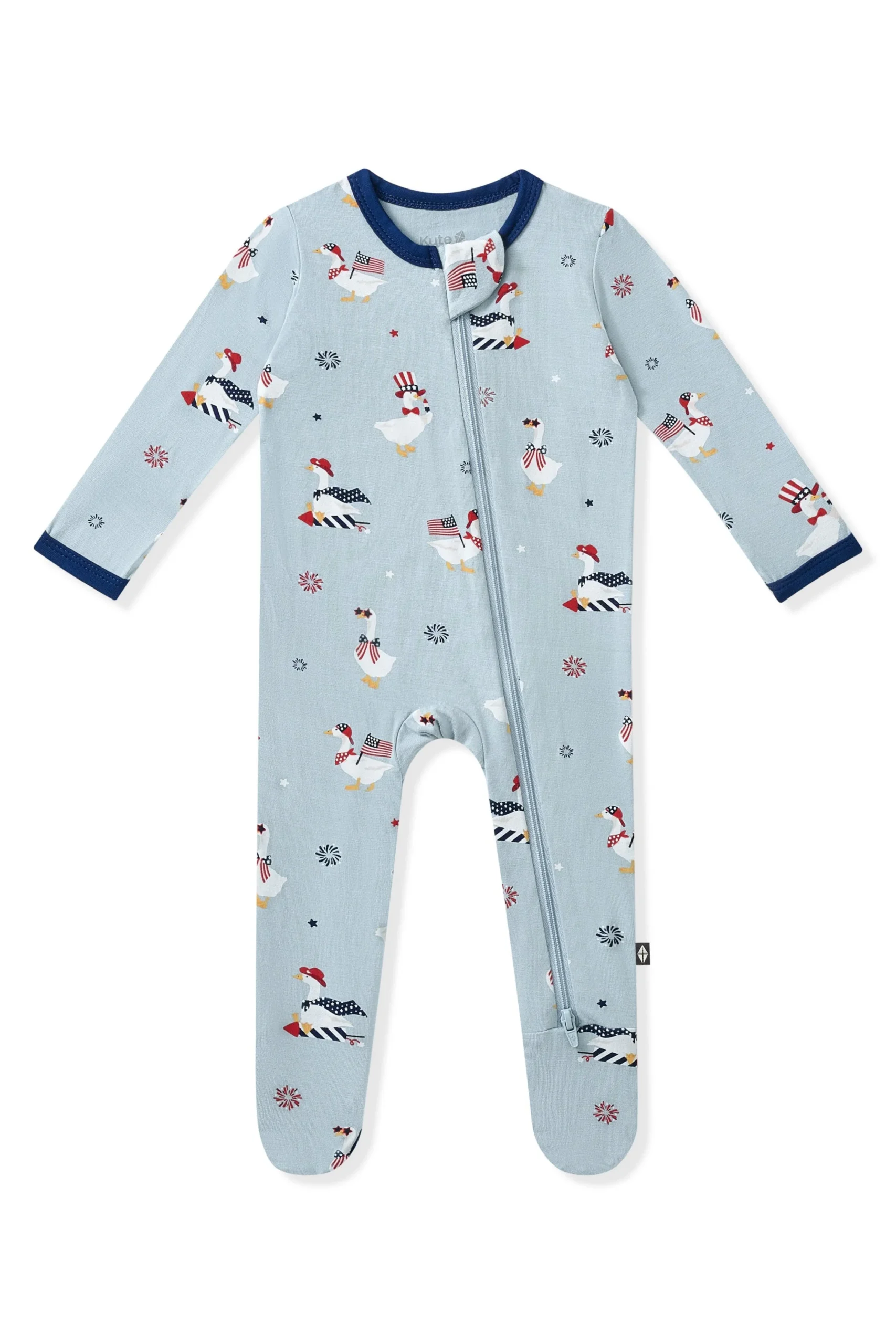 Zippered Footie in Patriotic Goose