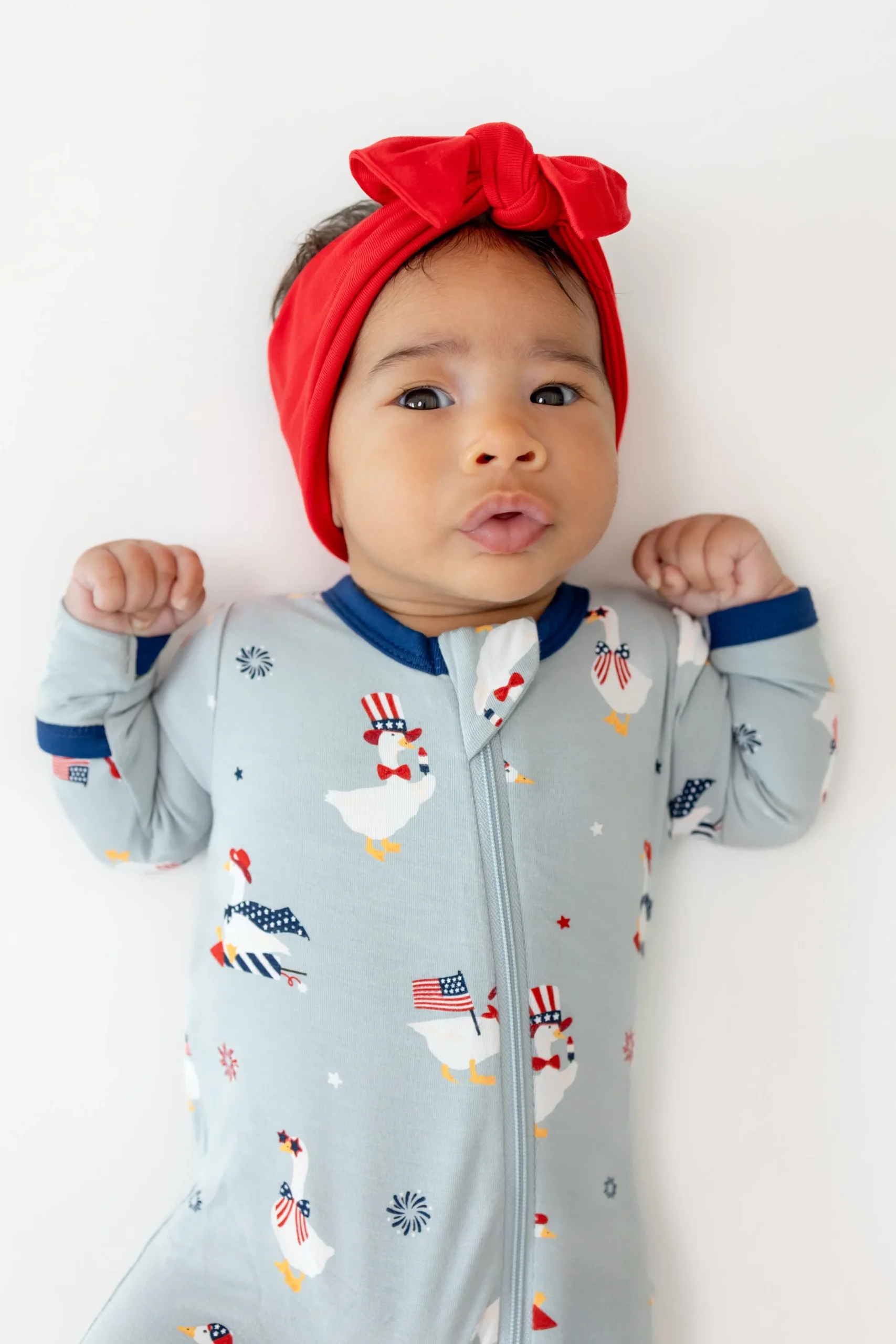 Zippered Footie in Patriotic Goose