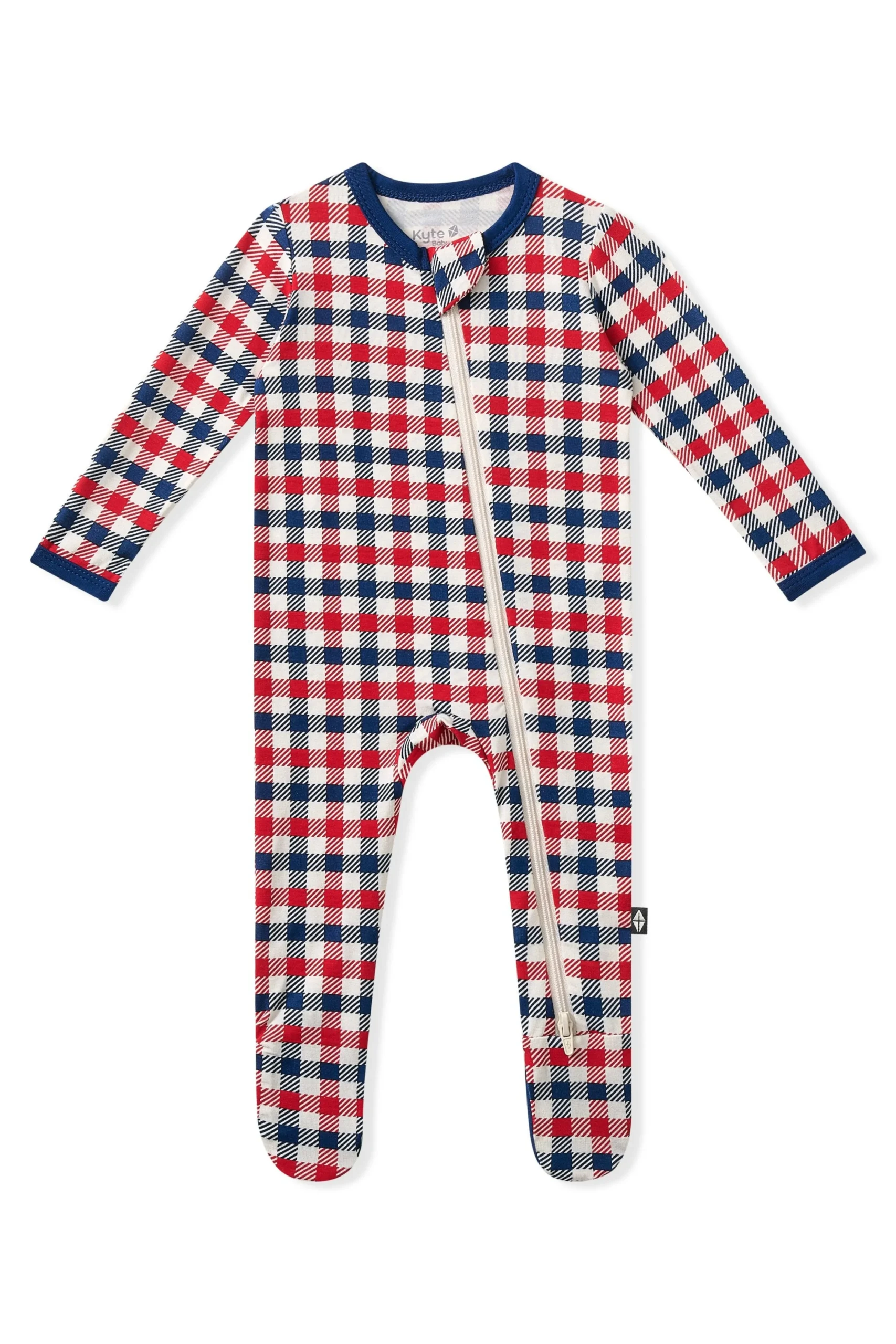 Zippered Footie in Patriotic Gingham