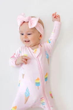 Zippered Footie in Sakura Ice Cream