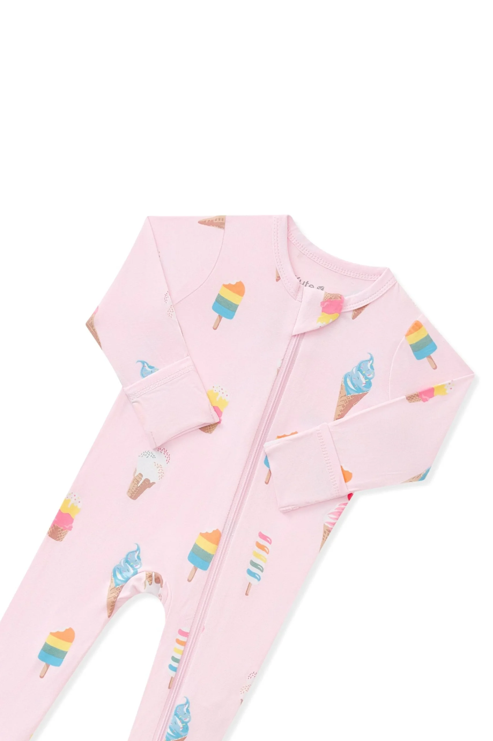 Zippered Footie in Sakura Ice Cream