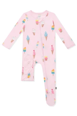 Zippered Footie in Sakura Ice Cream
