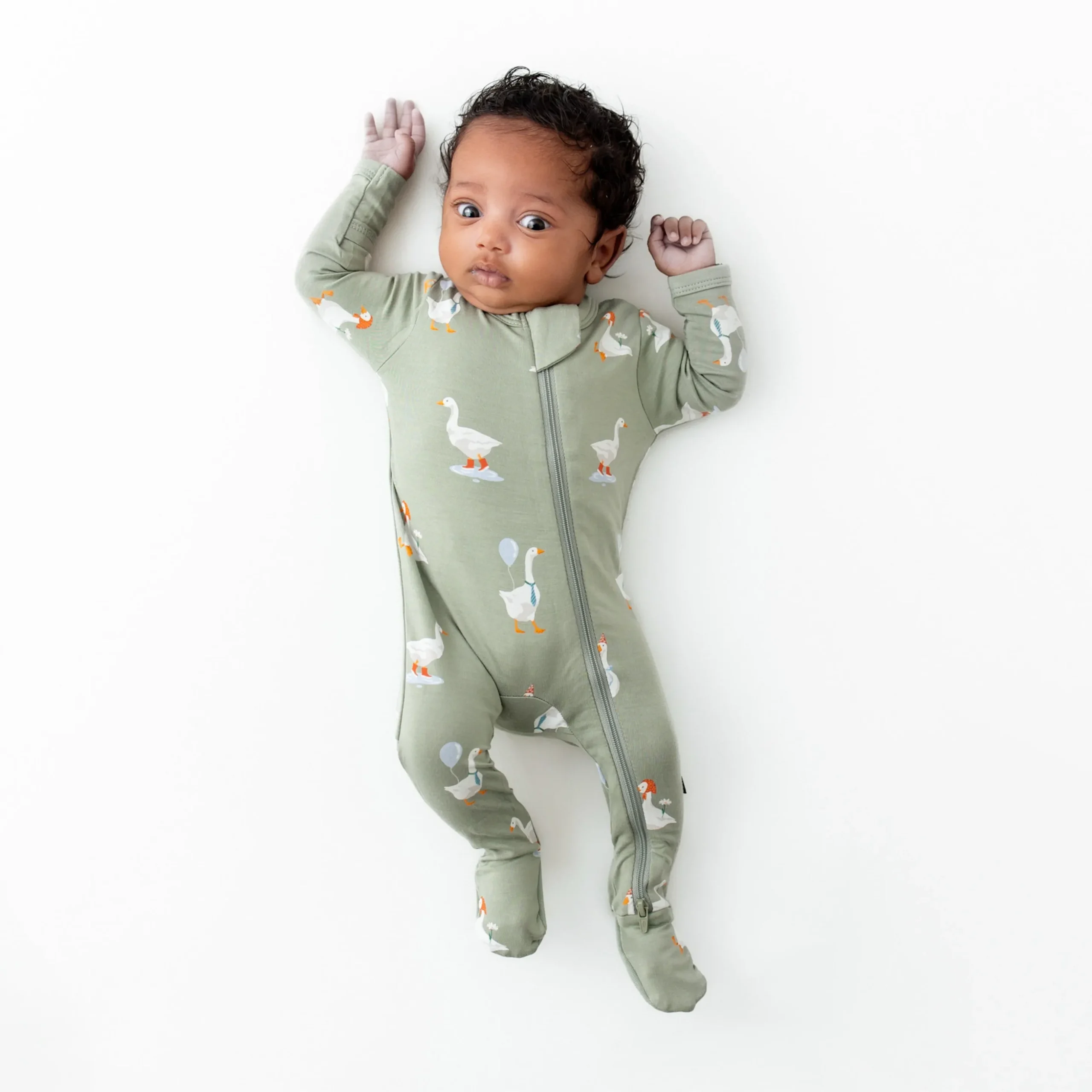 Zippered Footie in Silly Goose