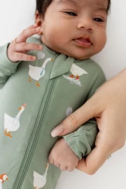 Zippered Footie in Silly Goose