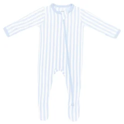 Zippered Footie in Small Mist Stripe