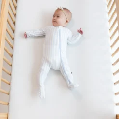 Zippered Footie in Small Mist Stripe