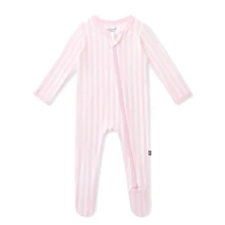 Zippered Footie in Small Sakura Stripe