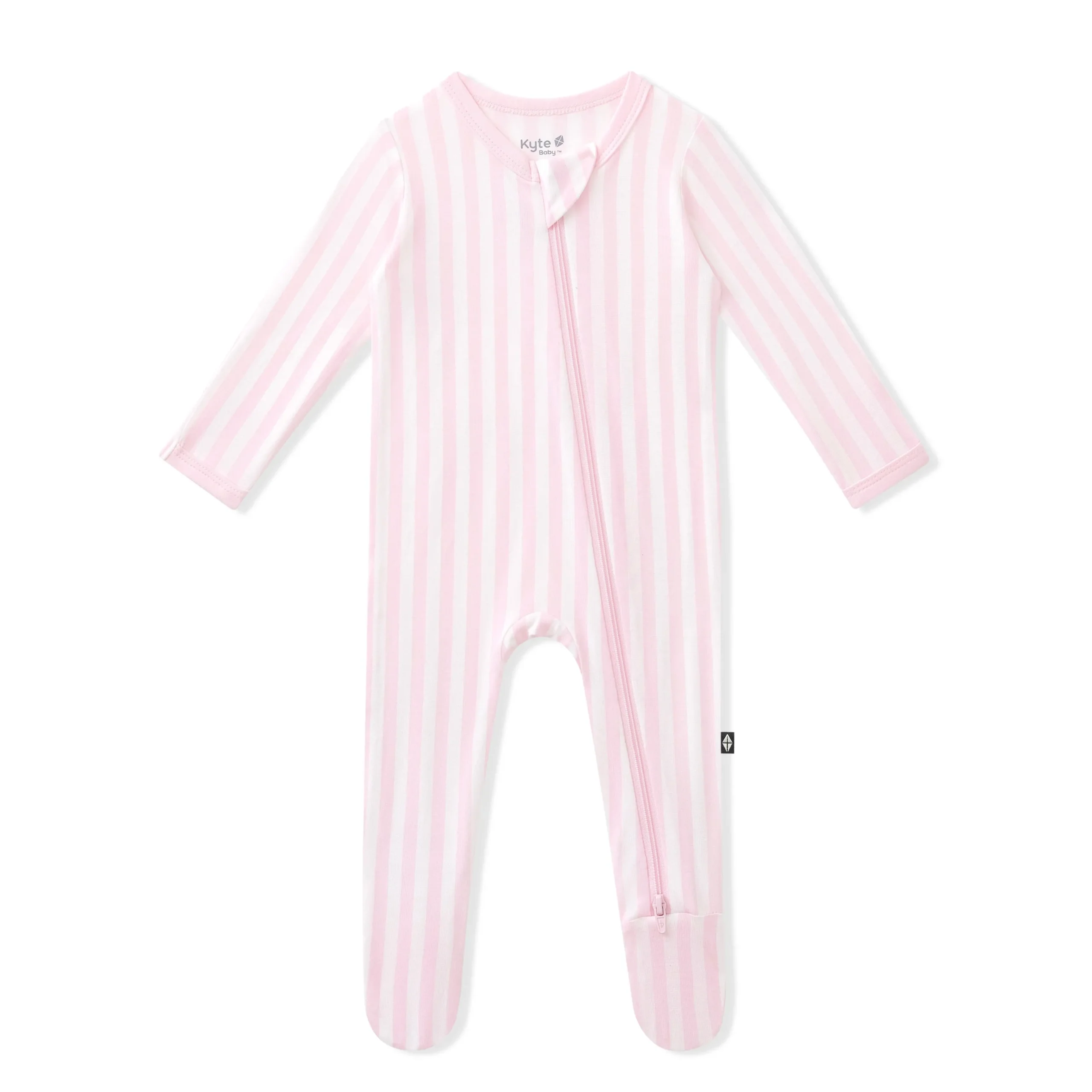 Zippered Footie in Small Sakura Stripe