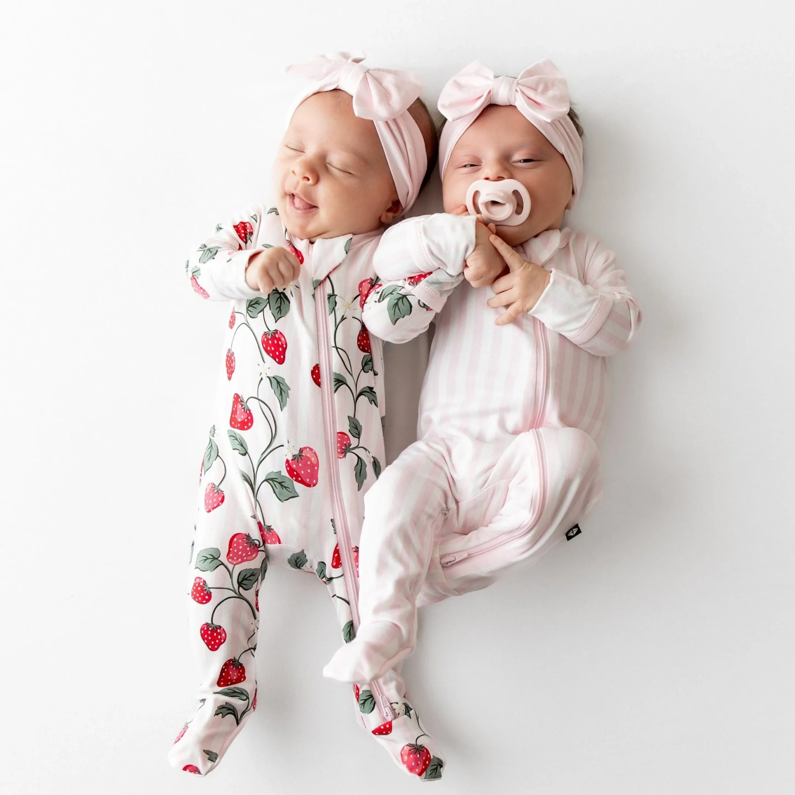 Zippered Footie in Small Sakura Stripe