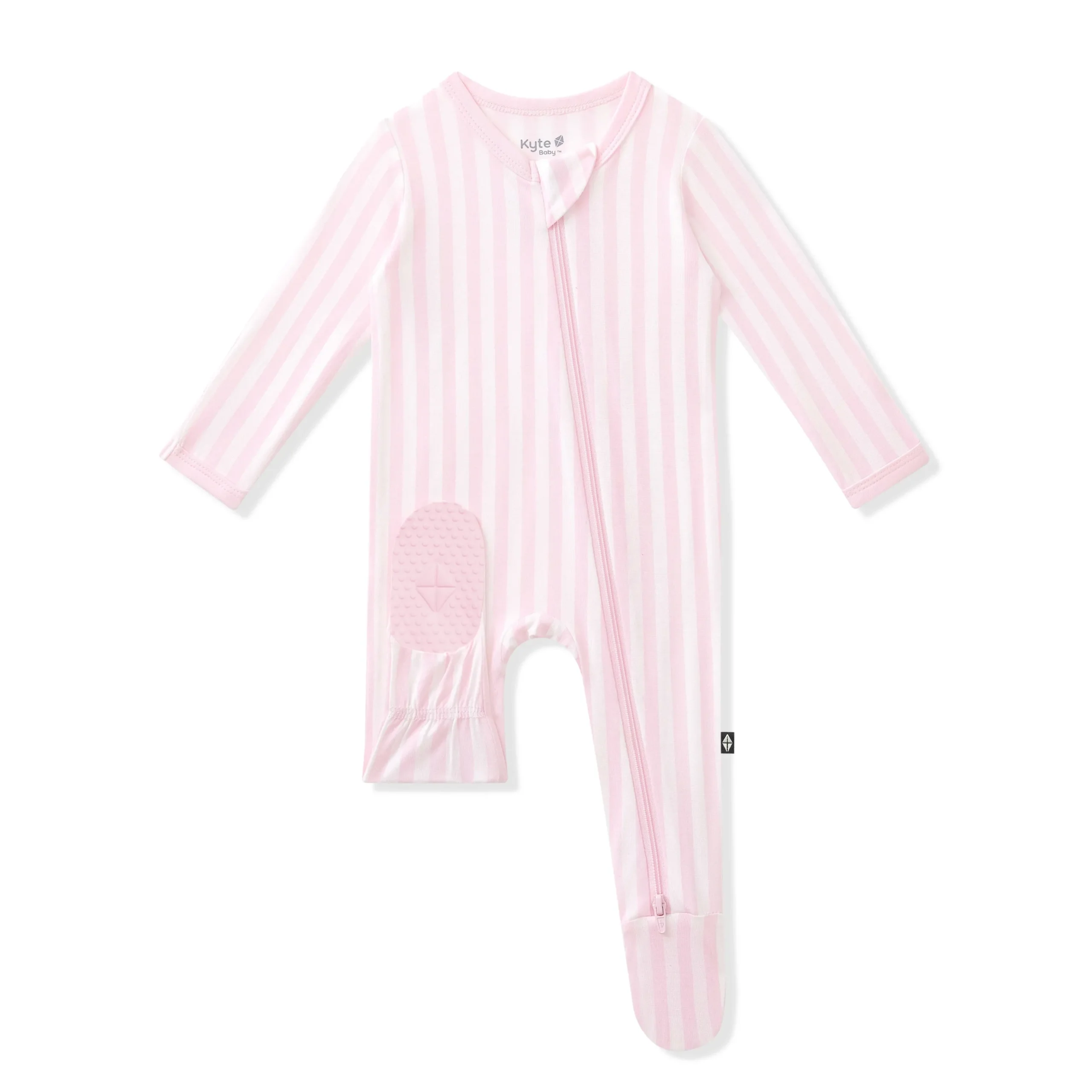 Zippered Footie in Small Sakura Stripe