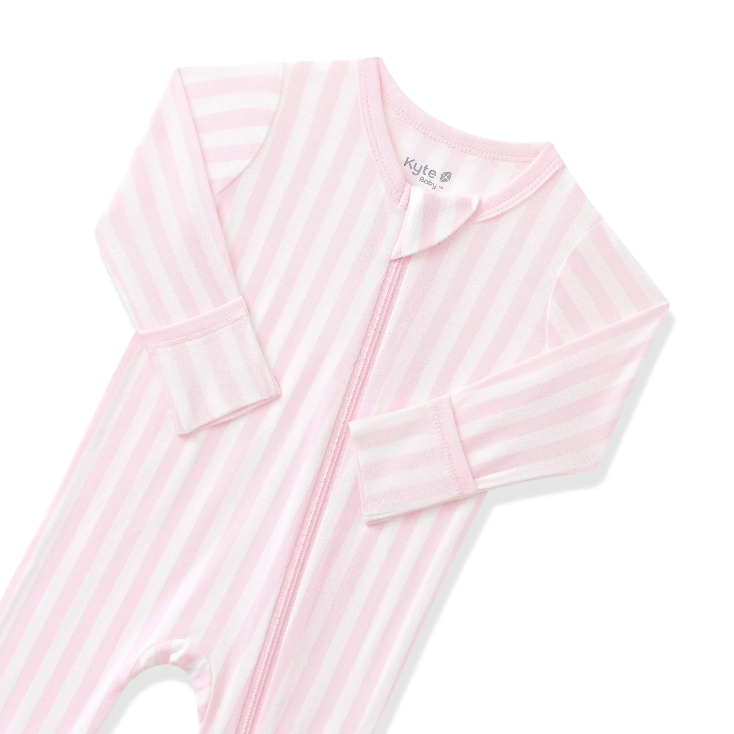Zippered Footie in Small Sakura Stripe