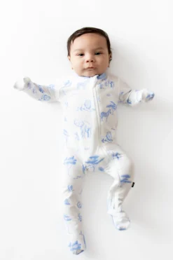 Zippered Footie in Toile Safari