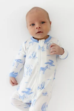Zippered Footie in Toile Safari