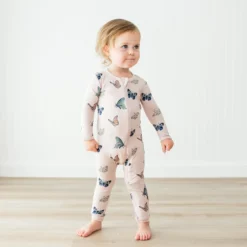 Zippered Romper in Blush Butterfly