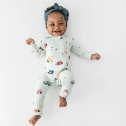 Zippered Romper in City Vehicles