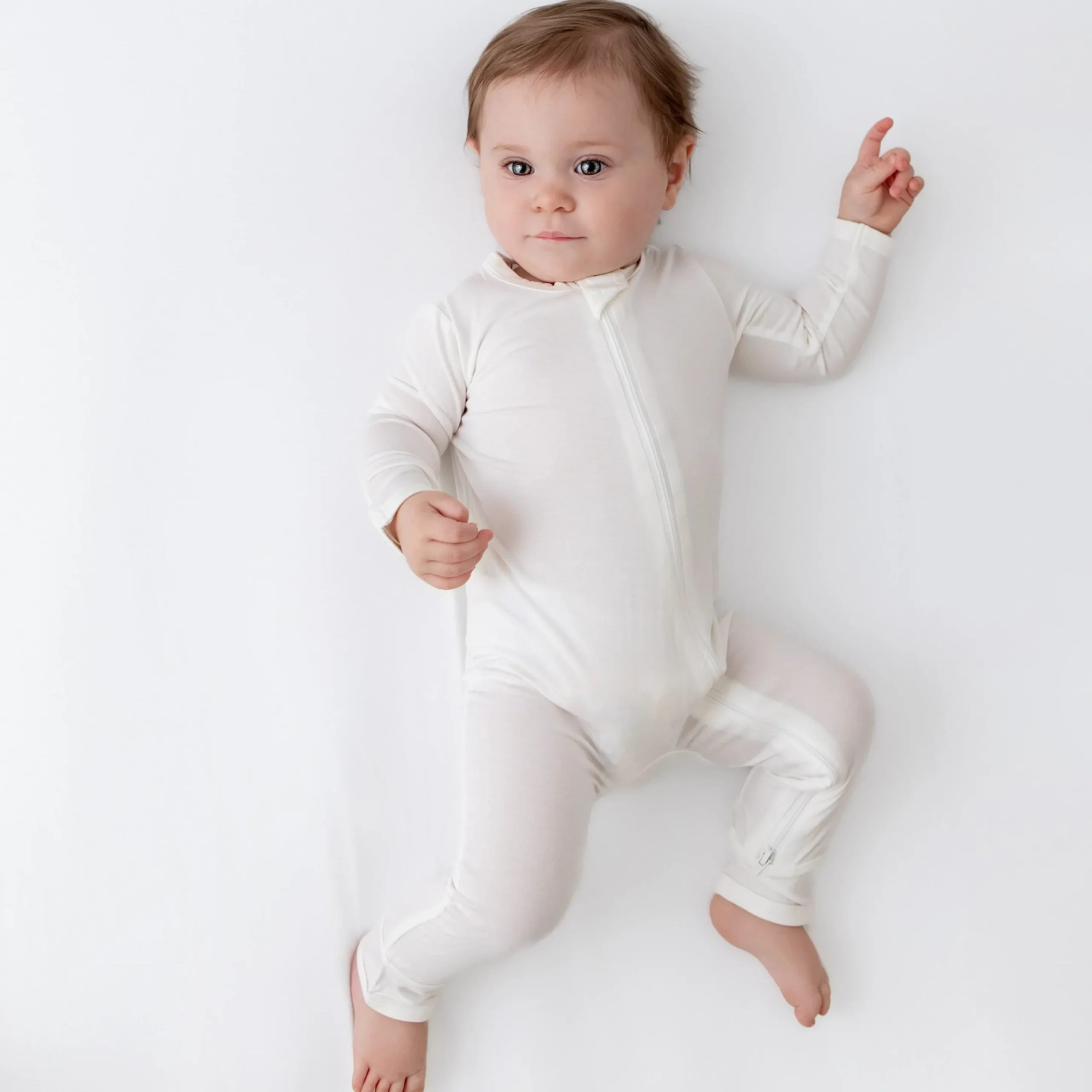 Zippered Romper in Cloud