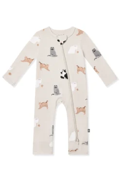 Zippered Romper in Fluffy Cat