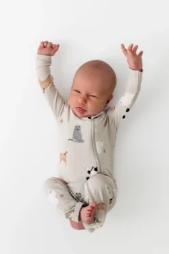 Zippered Romper in Fluffy Cat