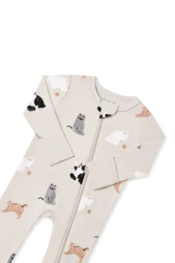 Zippered Romper in Fluffy Cat