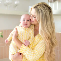 Zippered Romper in Gingham Chamomile