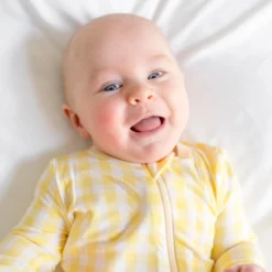 Zippered Romper in Gingham Chamomile