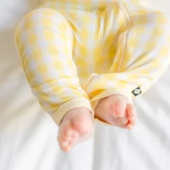 Zippered Romper in Gingham Chamomile
