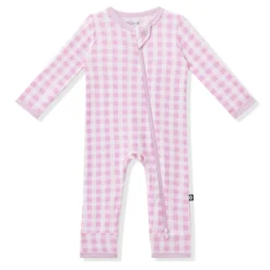 Zippered Romper in Gingham Thistle