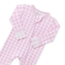 Zippered Romper in Gingham Thistle
