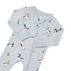 Zippered Romper in Mallard Duck