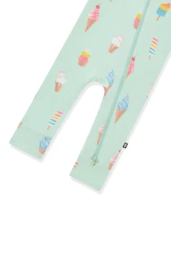 Zippered Romper in Mint Ice Cream