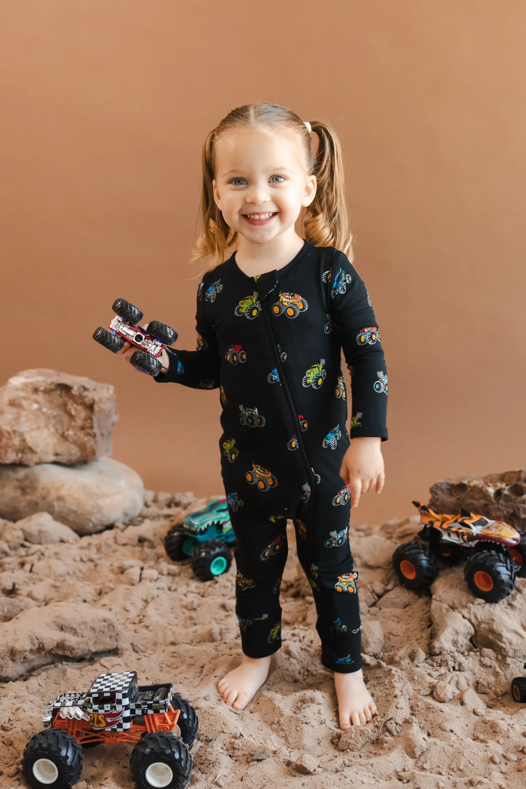 Zippered Romper in Monster Truck