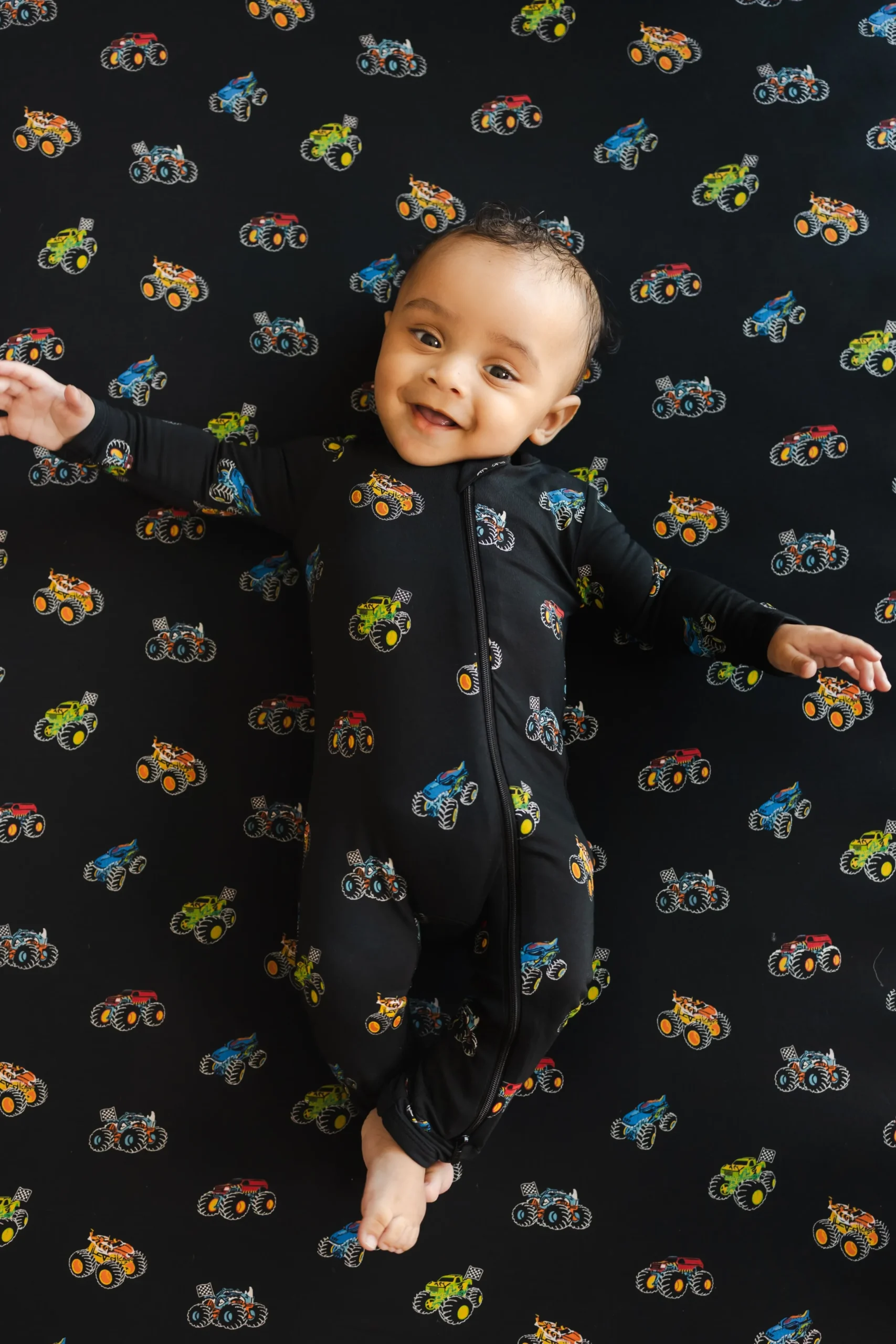 Zippered Romper in Monster Truck