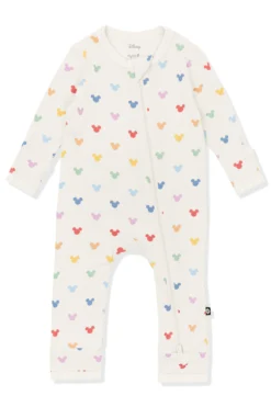 Zippered Romper in Pastel Mickey Mouse