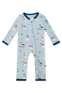 Zippered Romper in Patriotic Goose