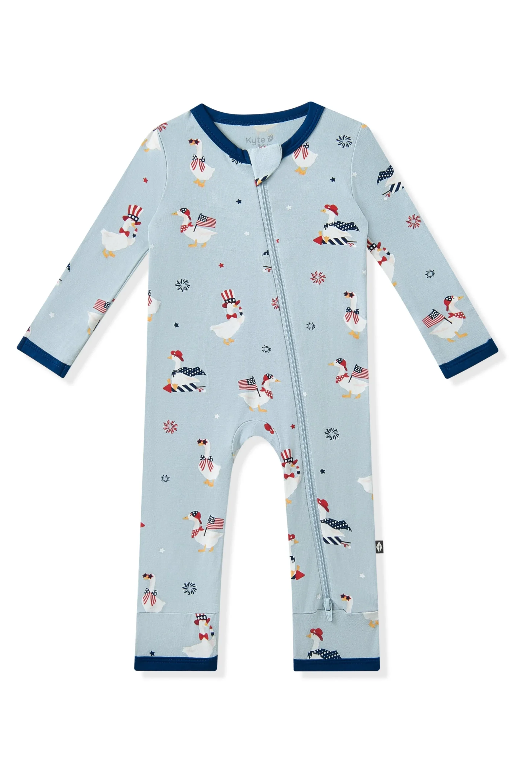 Zippered Romper in Patriotic Goose