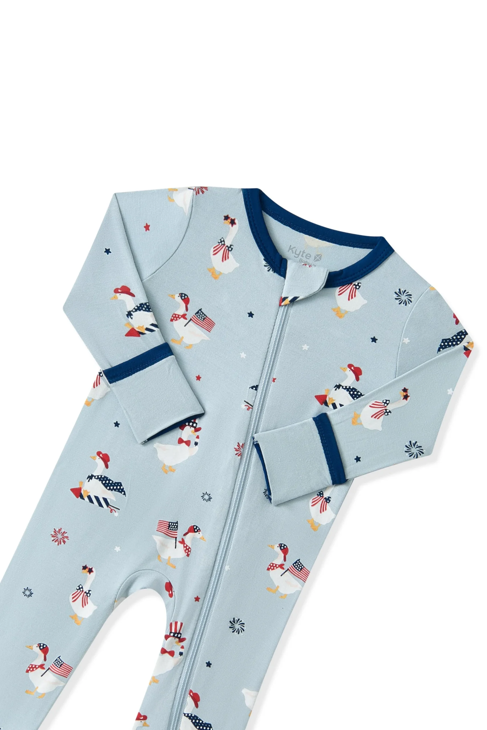 Zippered Romper in Patriotic Goose