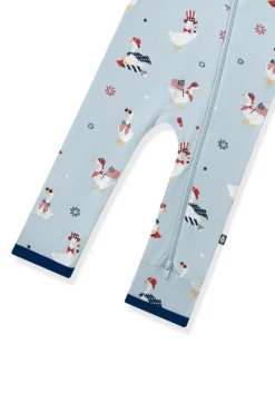 Zippered Romper in Patriotic Goose